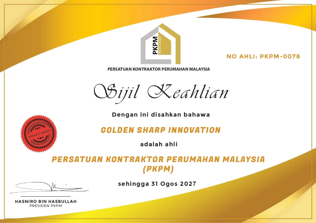 Syarikat 4 Persatuan Kontraktor Perumahan Malaysia RumahHQ GOLDEN SHARP INNOVATION